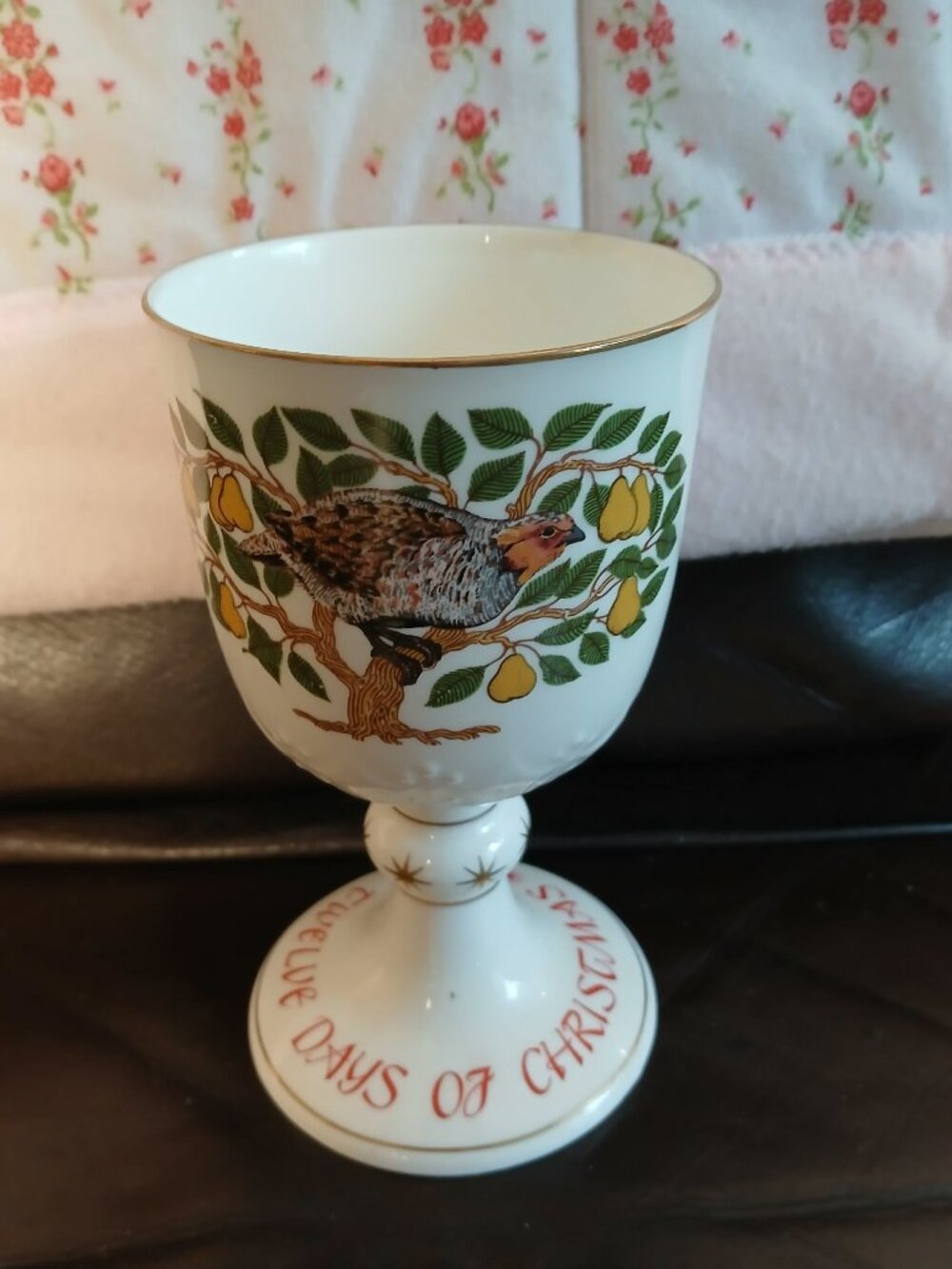 Royal Doulton Twelve Days Of Christmas Goblet, First Day, Partridge Pear 1980